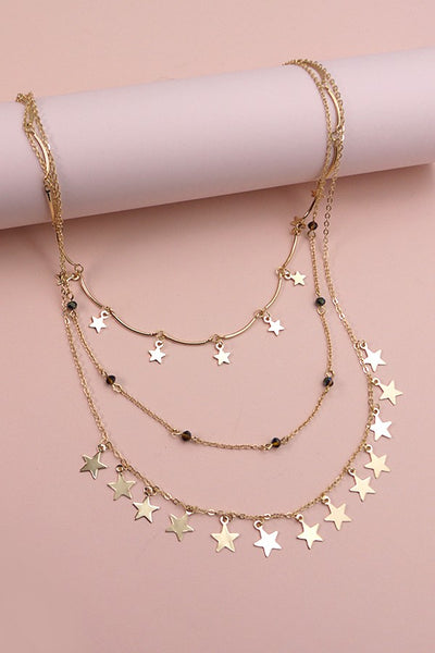 MULTI LAYER STAR CHARM BEAD NECKLACE | 10N2120515