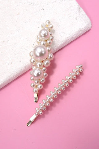 LARGE PEARL SET OF HAIR CLIPS | 40H105