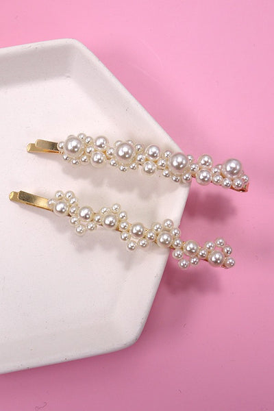 LARGE PEARL SET OF HAIR CLIPS | 40H105