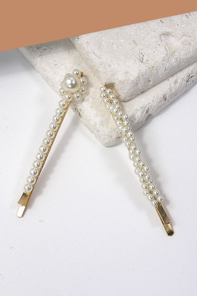 LARGE PEARL SET OF HAIR CLIPS | 40H106