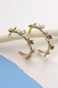 GOLD FLORAL HOOP EARRINGS | 31E23461