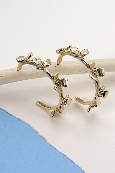 GOLD FLORAL HOOP EARRINGS | 31E23461