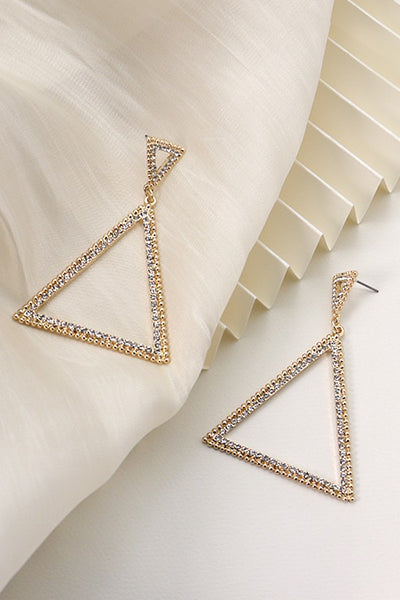 RHINESTONE STATEMENT TRIANGLE DROP EARRINGS | 31E23465