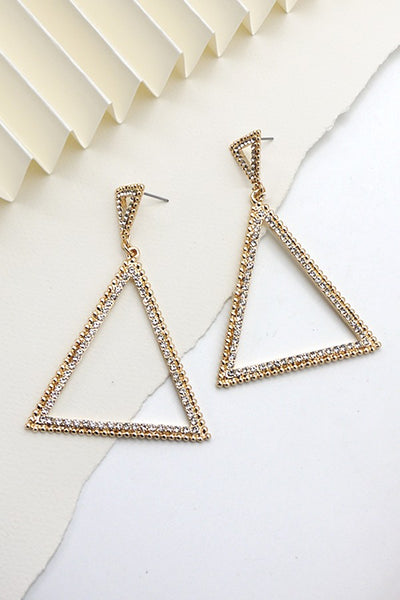 RHINESTONE STATEMENT TRIANGLE DROP EARRINGS | 31E23465