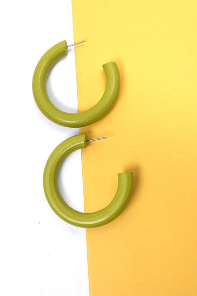 COLORFUL WOOD HOOP EARRINGS | 31E23585