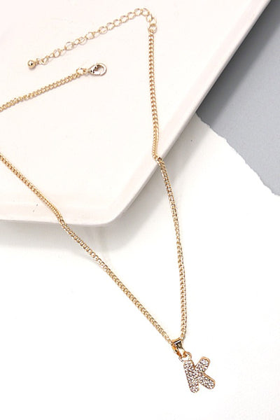 RHINESTONE INITITAL CHAIN NECKLACE | 31N23010