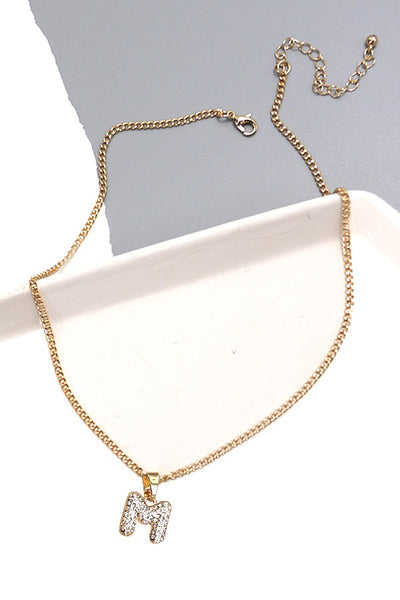 RHINESTONE INITITAL CHAIN NECKLACE | 31N23010