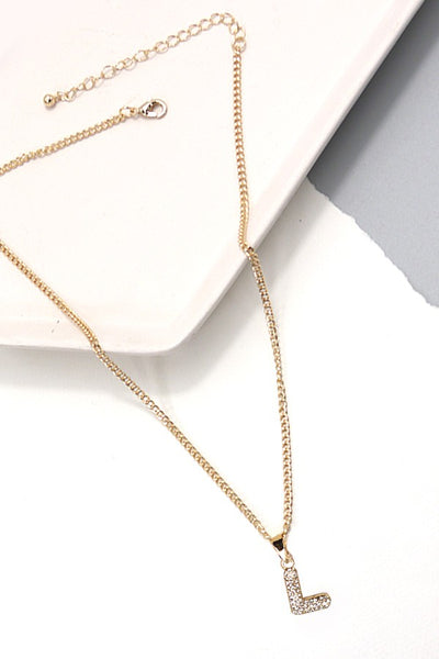 RHINESTONE INITITAL CHAIN NECKLACE | 31N23010