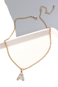 RHINESTONE INITITAL CHAIN NECKLACE | 31N23010