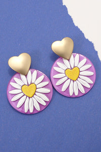 HEART SUN FLOWER ACRYLC DROP EARRINGS | 80E327