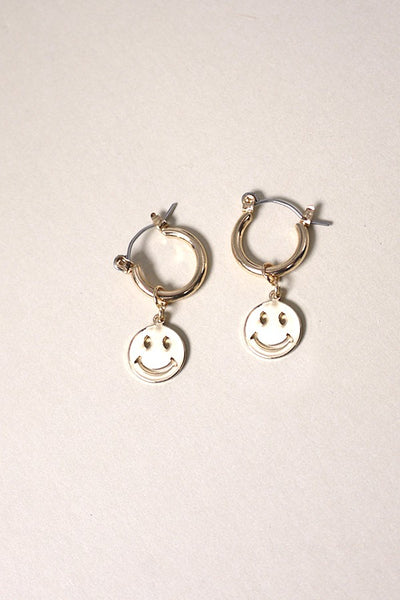 MINI HOOP TRIO  SMILEY HEART HUGGIE EARRINGS | 80E378