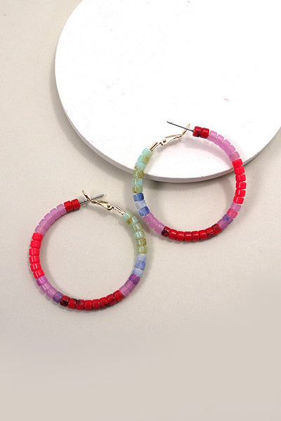 ACRYLIC BEAD HOOP EARRINGS | 10E3011742