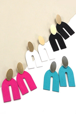 COLOR WOOD U DROP EARRINGS | 10E3011809