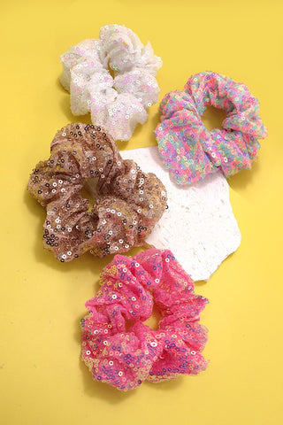 CHIFFON SEQUIN SCRUNCHIES | 40S707