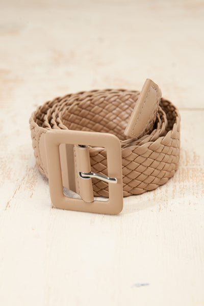 COLORED BRAIDED RECTANGLE BUCKLE LEATHER BELT | 40BT618