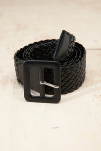 COLORED BRAIDED RECTANGLE BUCKLE LEATHER BELT | 40BT618