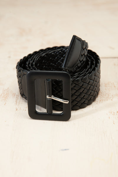 COLORED BRAIDED RECTANGLE BUCKLE LEATHER BELT | 40BT618