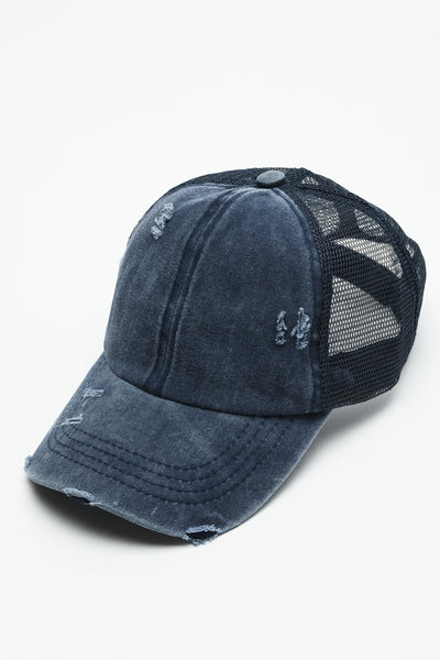 PREMIUM DISTRESS MESH BACK BASEBALL CAP | 40HW700